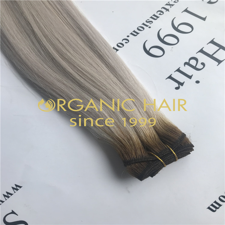 Darker root,  ash color end , machine hair weft  H82